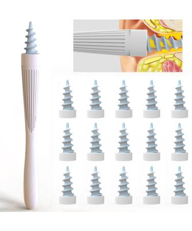 2022 Ear Wax Removal Tool Q-Grips Ear Wax Remover Ear Cleaner Tool Silicone Soft Spiral Earwax Remover Tool with 16 Replacement Heads Reusable Safe Q-Grip Ear Wax Cleaner kit for Adults Kids Humans