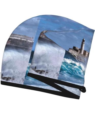 Hair Towel Wrap - Quick Drying Towel Turban with Button | Lighthouse in Havana Design - Buy Online on GoSupps.com