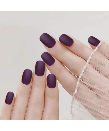 96 Pcs Colorful Fake Nails - Grape Purple & Cobalt Violet Full Cover Square Short Acrylic Nails - Buy Online on GoSupps.com