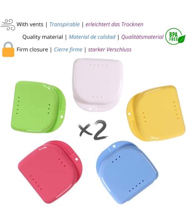 Zanspangenbox Set: 5 Press Brushes & Braces with Cord Band | Carabiner for Kids | Portable Denture Brush & Container (Green & White) - Ideal for On-the-Go Dental Care - Buy Online on GoSupps.com