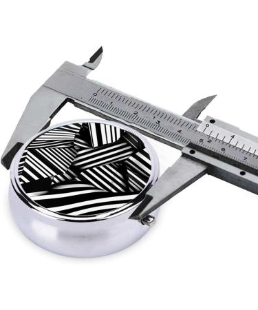 Black & White Geometric Lines Round Pill Box - 3 Compartment Portable Organizer for Travel - Buy Online on GoSupps.com