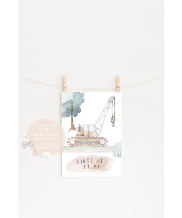 Double Critical Lemmami Stationery 3er Set Murals - Children's Room Baby Room Poster Pictures DIN A3 - Excavator Construction Site Decor - Buy Online on GoSupps.com