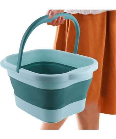 Foldable Foot Bath Tool Soak Basin with Massaging Rollers and Handle Stress Relief Foot Spa for Home Outdoor Travel Blue + Green - Buy Online on GoSupps.com