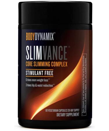 BodyDynamix Slimvance Core Slimming Complex Supplements - Supports Body Fat Reduction and Energy Increase - Weight Loss Goals Achieved - Stimulant Free Vegetarian Formula - 60 Capsules - Buy Online on GoSupps.com