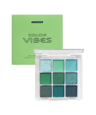 Green Eyeshadow Palette - 9 Colors Green EyeShadow Make Up | Green Glitter Eyeshadow Pigmented Eye Shadow Pallet Waterproof Glitter Eye Makeup Cosmetic For Professional Stage Makeup