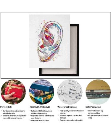 Ear Watercolor Print | Human Ear Art for Living Room Decor | Audiologist Gift | Audiology Poster | Medical Science Art | Ready to Hang 12x16 in - Buy Online on GoSupps.com