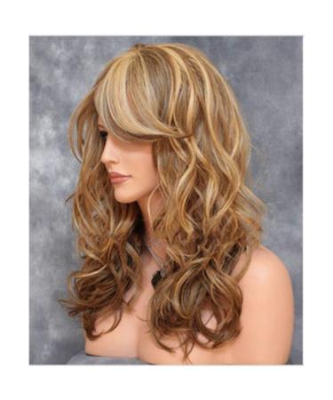 60cm Heat-Resistant Long Blonde Curly Wig - Full Wavy Synthetic Fiber for Women - Adhesive-Free Middle Parting - Buy Online on GoSupps.com