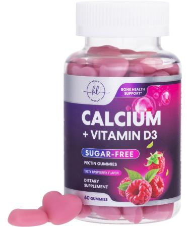 Premium Calcium Gummies Sugar Free Plus 400 IU Vitamin D3 Bone Health & Immune Support Supports Bone Strength - Chewable Calcium Gummy Nutrition Supplement Non-GMO Berry Flavor Chews - 60 Gummies