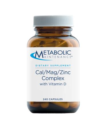 Metabolic Maintenance Cal Mag Zinc Complex with Vitamin D-3 - Calcium Supplement with Magnesium Boron Zinc - Vitamins + Minerals for Bone + Heart Support No Fillers (240 Capsules)