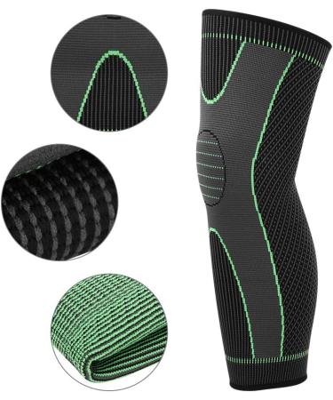 Keenso Black Green Elastic Sports Knee Pad Guard | Warm Lengthen Leg Sleeve Kneepad | 1PC - Buy Online on GoSupps.com