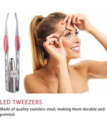 6 Pieces Tweezers with LED Light Stainless Steel Tweezers Makeup Eyelash Eyebrow Hair Removal Precision Tweezers with Light for Women and Men(Red Blue Brown Pink Black Green) Blue green - Buy Online on GoSupps.com