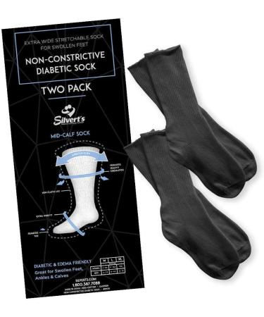 Silverts Extra Wide Edema Diabetic Socks - Medium Black | Men's & Women's Disabled Elderly Needs - Buy Online on GoSupps.com
