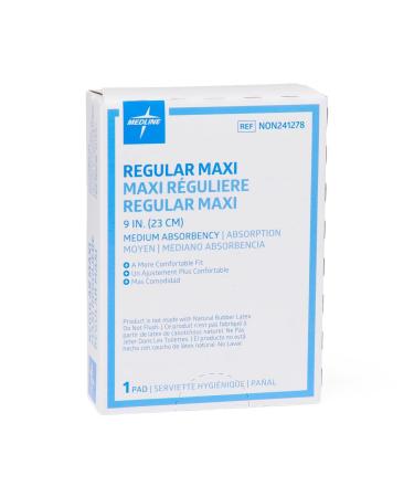 Medline Maxi Adhesive Sanitary Pads - Medium Absorbency - 9 Inches Long - Individually Packaged - Buy Online on GoSupps.com