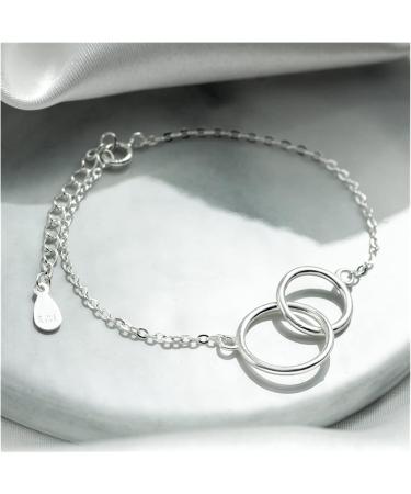 Bracelet Silver Charm Bracelets Compatible with Women Thin Double Circle Chain Bracelet Bangles Trendy Jewelry Accesories - Buy Online on GoSupps.com