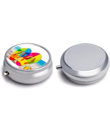 Colorful 3 Compartment Travel Pill Box - Portable Medicine Organizer for Handbag & Pocket - Beach Ball & Flip Flops Design - Buy Online on GoSupps.com