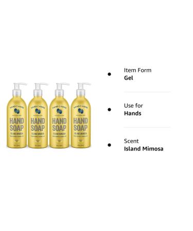 Hand in Hand Nourishing Liquid Hand Soap - Fresh Coconut & Mango Scent 4 Pack - 10 Fl Oz Island Mimosa - Pack of 4 - Buy Online on GoSupps.com