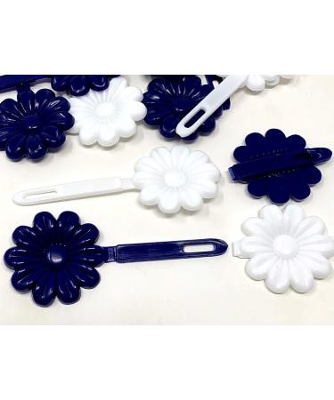 Tara Girls Self Hinge Plastic Flower Hair Barrettes 18-Piece Set (Blue White) - Buy Online on GoSupps.com