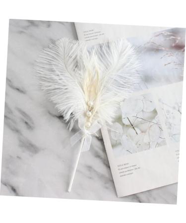 NAMOARLY 2 Pcs Insert Pearl Trim Pearl Decor Beige Decor Ostrich Trim Baking Diy Decor Dessert Inserting Decor Inserting Baking Topper Baking Toppers Insert Card Cake White White 12X5.5CM - Buy Online on GoSupps.com