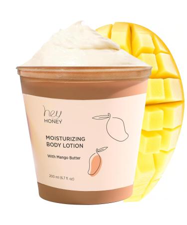 Hey Honey Skin Care Mango & Honey Water-Free Body Lotion - Hyaluronic Acid Ceramides & Barrier Repair for Hands Elbows & Dry Sensitive Skin | 24-Hr Hydration Fruit Enzymes Cruelty-Free | 6.7 oz