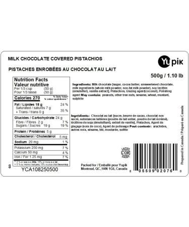 Yupik Milk Chocolate Covered Pistachios 500 gr Fine Milk Chocolate Roasted Nuts Decadent Pistachios Dipped in Chocolate Creamy & Delicious Snack Perfect for Sharing & Gifting Milk Chocolate Covered Pistachios 500 g - Buy Online on GoSupps.com