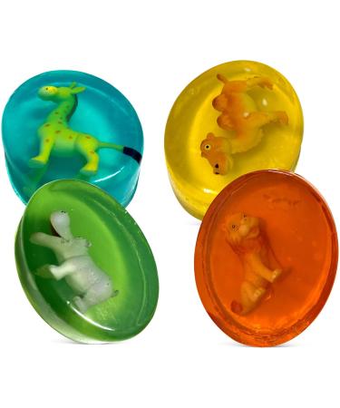 Kids Relaxcation Soap Set with Funny Animals Toys Inside - Lemon, Strawberry, Green Apple, and Rose scents - Moisturizing Children's Skin - Handmade in USA - Collect All 12 Wild Animals Toys - Buy Online on GoSupps.com