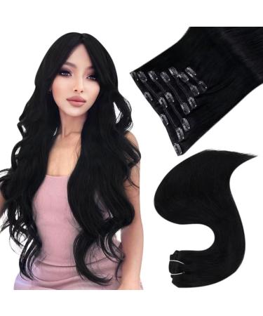 Easyouth Clip in Hair Extensions Human Hair Black Clip in Extensions 12 Inch 70g 7Pcs Double Weft Clip in Real Hair Extensions Jet Black Clip in Black Hair 12" 2-7Pcs Clip #1 - Buy Online on GoSupps.com