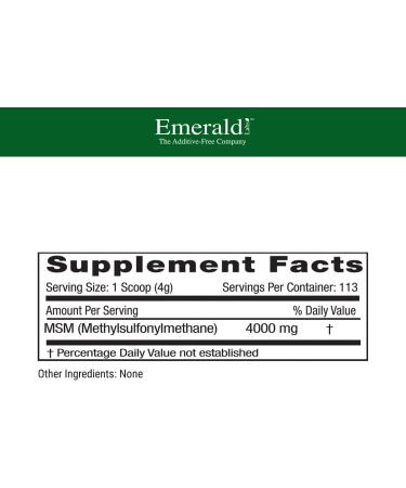 Emerald Labs MSM Powder 4000mg - Plant Sourced for Joint Discomfort & Stress Relief - 16oz - Buy Online on GoSupps.com