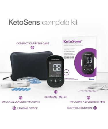 KetoSens Blood Ketone Monitoring Starter Kit: Ideal for Keto Diet with App. Includes 1 Meter  10 Ketone Test Strips  10 Lancets (30G)  1 Lancing Device & 1 Case Without Bluetooth - Buy Online on GoSupps.com