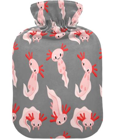 Cute Pink Axolotl Hot Water Bottle - 2L Plush Cover for Hand & Foot Warmer | Ideal Gift for All Ages - Marine Animal Winter Essential - Buy Online on GoSupps.com