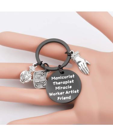 BEKECH Manicurist Gift Nail Tech Gift Manicurist Therapist Miracle Worker Artist Friend Keychain black - Buy Online on GoSupps.com