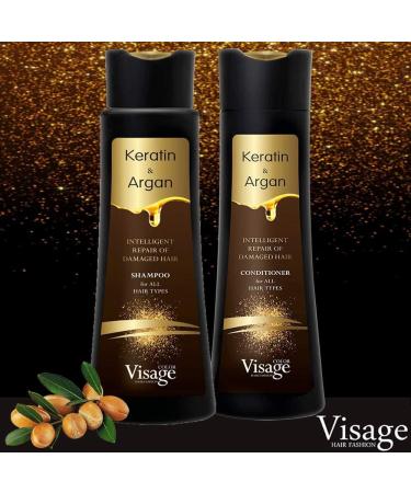 Visage Shampoo 250ml + Conditioner 250ml with biomimetic keratin and argan oil | Moisturizing and nourishing | Deep hydrating | Smart repair | For all hair types - Buy Online on GoSupps.com
