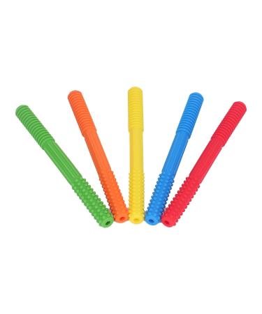 Baby Teething Tube Toys - 5 Pack Silicone Chewing Straws for Toddlers & Infants - Bite Resistant 5 Colors - Buy Online on GoSupps.com
