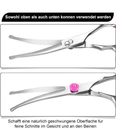 Professional Curved Dog & Cat Grooming Scissors Set - Pink Stainless Steel with Pet Comb | International Shipping - Buy Online on GoSupps.com
