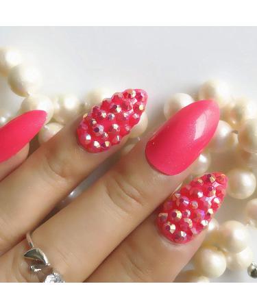 Personalized Hujl Artificial Nails - Red Rose Rhinestones Ultra-Thin Fake Nails for Stylish Black & Green Nail Art - Buy Online on GoSupps.com