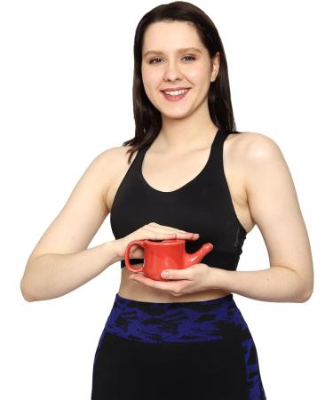 Spill-Proof Ceramic Neti Pot with 5 Sachet Neti Salt - Red Color | 250 ML Capacity - Buy Online on GoSupps.com
