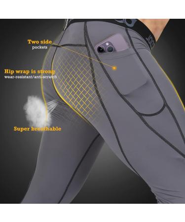 Buy Boomcool Men's Compression Pants - XXL Black/Gray Running Trousers with Pockets for Fitness Gym Yoga & Cycling | International Shipping Available - Buy Online on GoSupps.com
