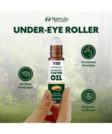 Castor Oil Roll On Pure Castor Oil & Frankincense Essential Oils for Under Eye Reduces Wrinkles, Dark Circles, Puffiness & Fine Lines Moisturizing Formula for Thicker Eyelashes & Glowing Skin - Buy Online on GoSupps.com