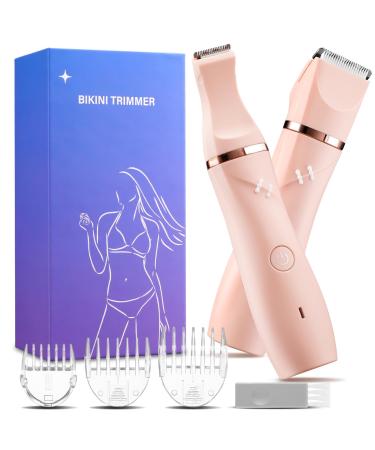 Beaulush bikini trimmer electrical razor women intimate area 2-in-1 women's shaver electric lady Shaver intimate razor for women IPX7 waterproof wet razor dry razor (pink)