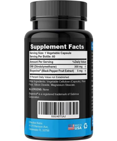 Dim Supplement 300mg - Extra Strength Diindolylmethane DIM with BioPerine - Estrogen Blocker for Men & Women - Hormone Balance Support for Menopause, Acne, PCOS - 2 Pack, 60 Count - Buy Online on GoSupps.com