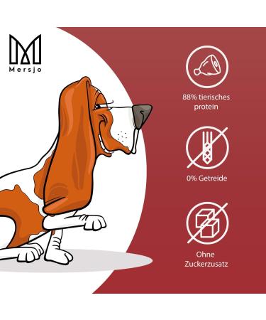 Mersjo Hundeleckerli - 88% High Meat Dog Treats - Grain & Sugar Free - Natural Soft Chicken Strips - 500g for Daily Use - Buy Online on GoSupps.com