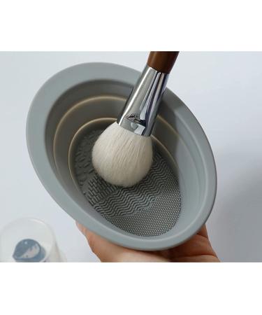 Silicone Makeup Brush Cleaning Mat - Foldable Bowl for Brushes, Sponges & Puffs (Gray) - Buy Online on GoSupps.com