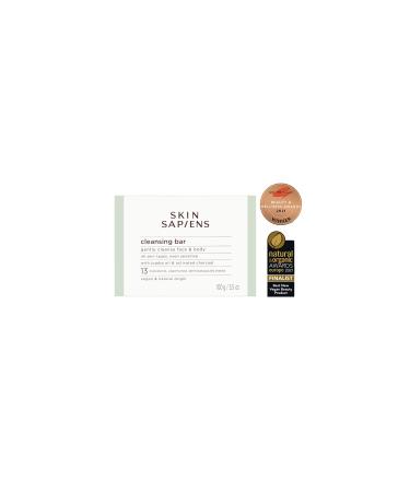 SKIN SAPIENS Activated Charcoal Cleansing Bar for Sensitive Skin | Natural Face and Body Soap with Jojoba Oil | Cruelty Free and Vegan | Original Unscented Wash for Men and Women | 100g