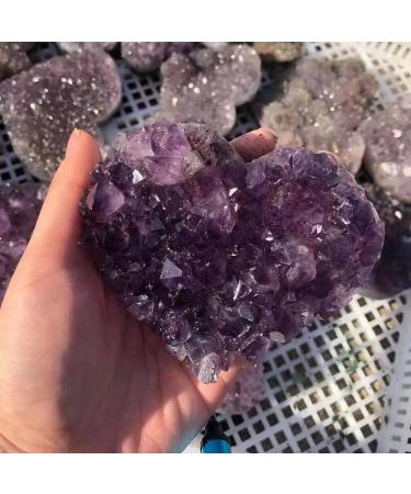 9cm-10cm Natural Crystal Craft Heart Shaped Stone Amethyst geode 1pc Chakra Reiki Balancing - Buy Online on GoSupps.com