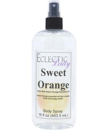 Sweet Orange Essential Oil Body Spray 16 ounces Body Mist for Women with Clean Light & Gentle Fragrance Long Lasting Perfume with Comforting Scent for Men & Women Cologne with Soft Subtle Aroma Regular Strength 16 Fluid Ounces