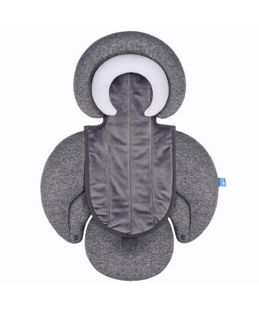 INFANZIA New 2-in-1 Head & Body Supports for Baby Newborn Infants - Extra Soft Stroller Cushion Pads Car Seat Insert Prefect for All Seasons Grey