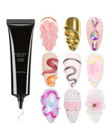 3D Nail Gel 15ml Clear Nail Gel for Sculpting and Modeling - Light-Cureable Beauty Treatments for Salon Home Travel Parties Weddings and Birthdays