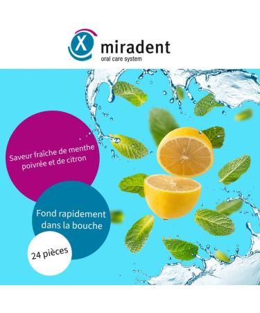 miradent Aquamed Lot de 24 bandes contre la s cheresse buccale | Saveur fra che de menthe poivr e et citron | Sucr es au xylitol | Inhibiteur de plaque dentaire et pr vention des caries - Buy Online on GoSupps.com