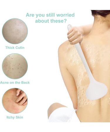HONZUEN Non-Slip Long Handle Shower Body Brush - Stimulates Blood Circulation, Improves Lymphatic System, Exfoliator - Ergonomic Back Scrubber for Men, Women, Elderly - White - Buy Online on GoSupps.com