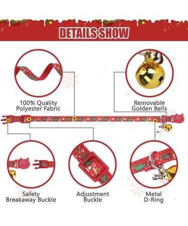 KOOLTAIL Cat Collar 3 Pack - Glow in The Dark Christmas Pet Collars with Golden Bell Patterns for Cats & Small Dogs - Buy Online on GoSupps.com