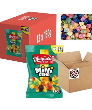 12 x Maynardds Bassetts Mini Gems Sweets Bag 1.25 PMP 130g (Full Box) - Fruit flavour mini gums - Buy Online on GoSupps.com